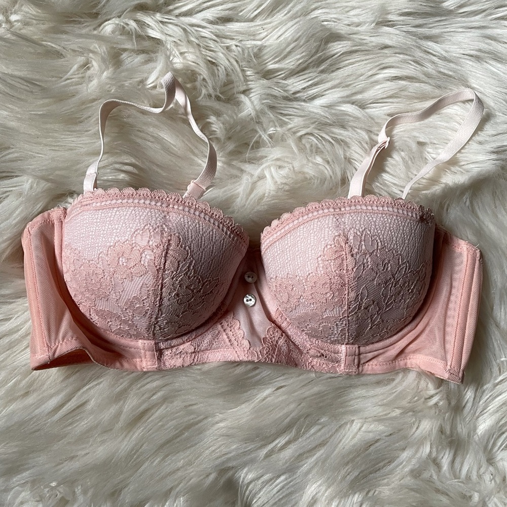 Adore Me Pink Push Up Strapless Bra
